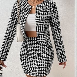 Houndstooth Jacket and Mini Skirt Set